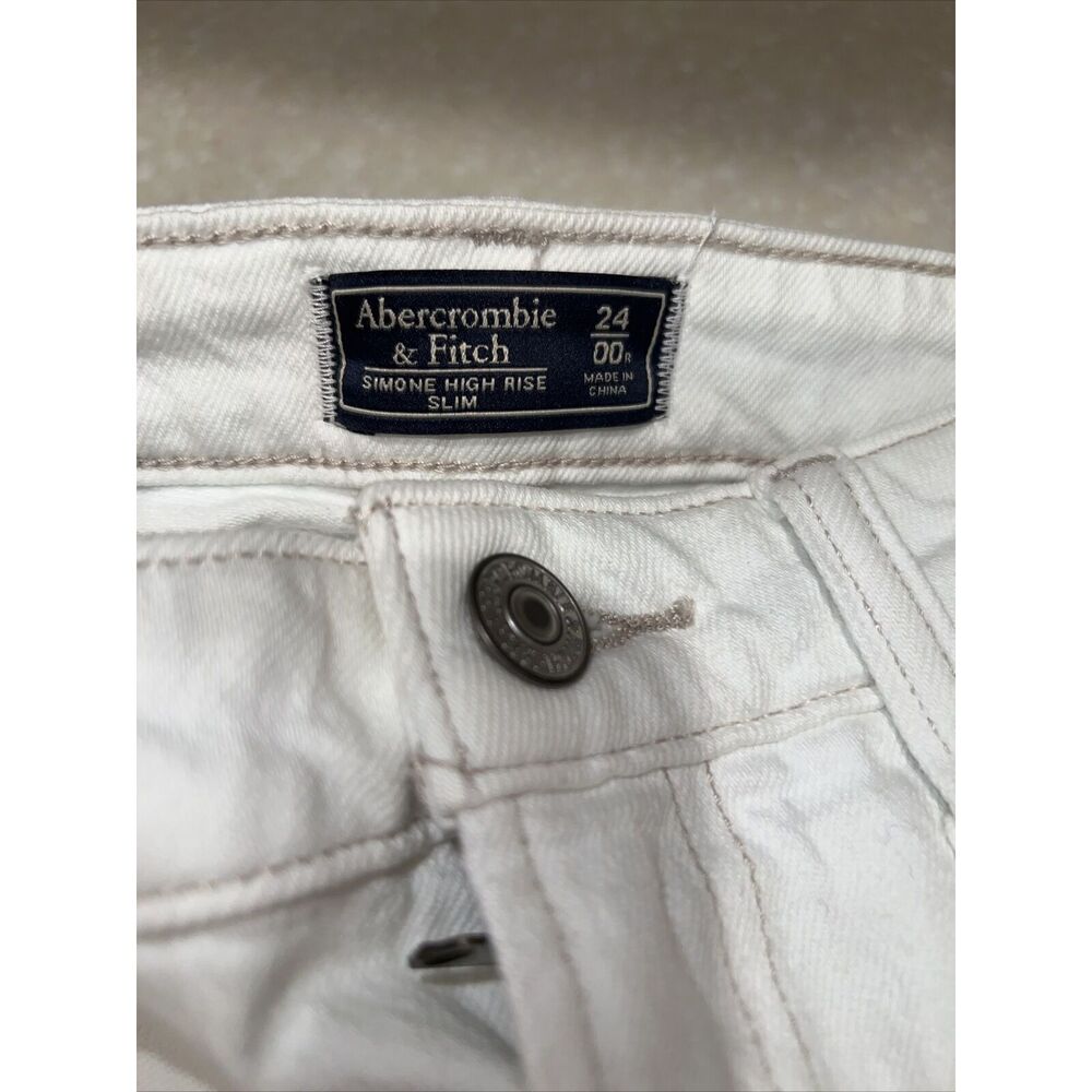 New Abercrombie & Fitch Simone White High-Rise Jeans Pants Stretch Size 00 24 - Picture 6 of 12
